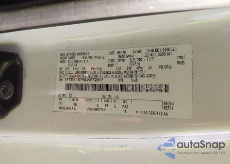 2020 Ford F-150 Xl z USA, uszkodzony, nr VIN 1FTEX1EP5LKF52017